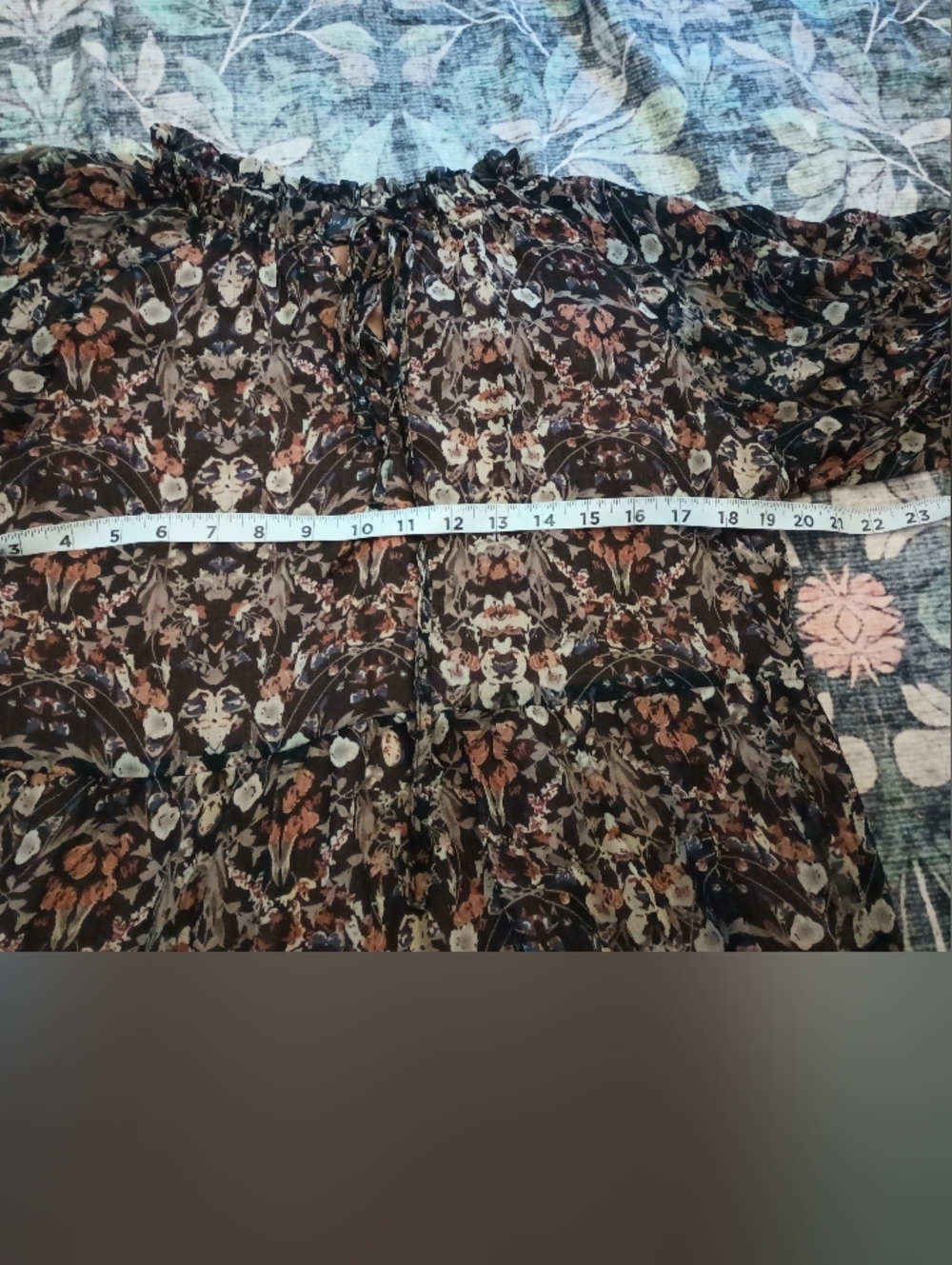 Dress Forum Womens Forest Fairy Peasant Dress Medium Brown Floral Bohemian - Picture 11 of 11